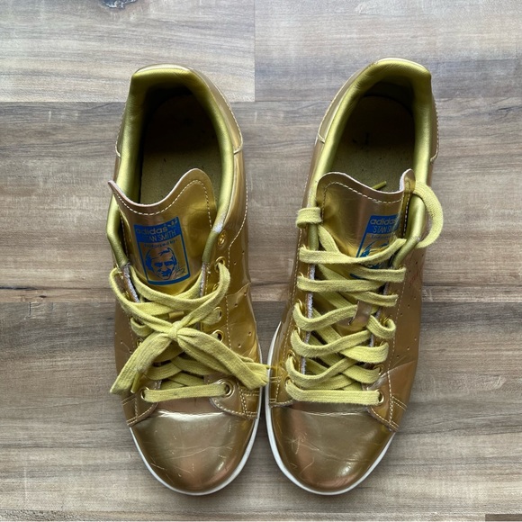 Adidas Stan Smith Gold Sneakers | Women’s 9.5 | Mens 8 - Picture 3 of 6